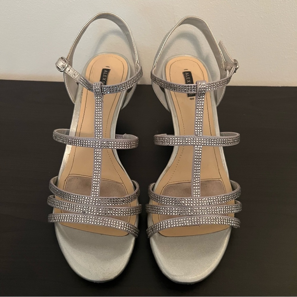 Silver Strappy Kitten Heels
